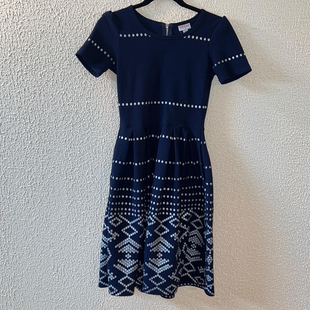 XS Blue Elegant LuLaRoe Amelia Dress